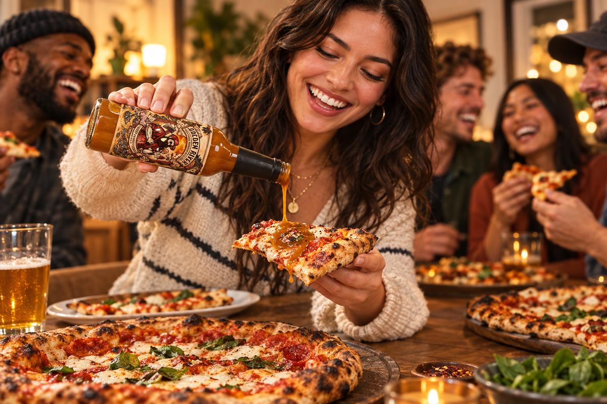Golden River pizza party lifestyle image